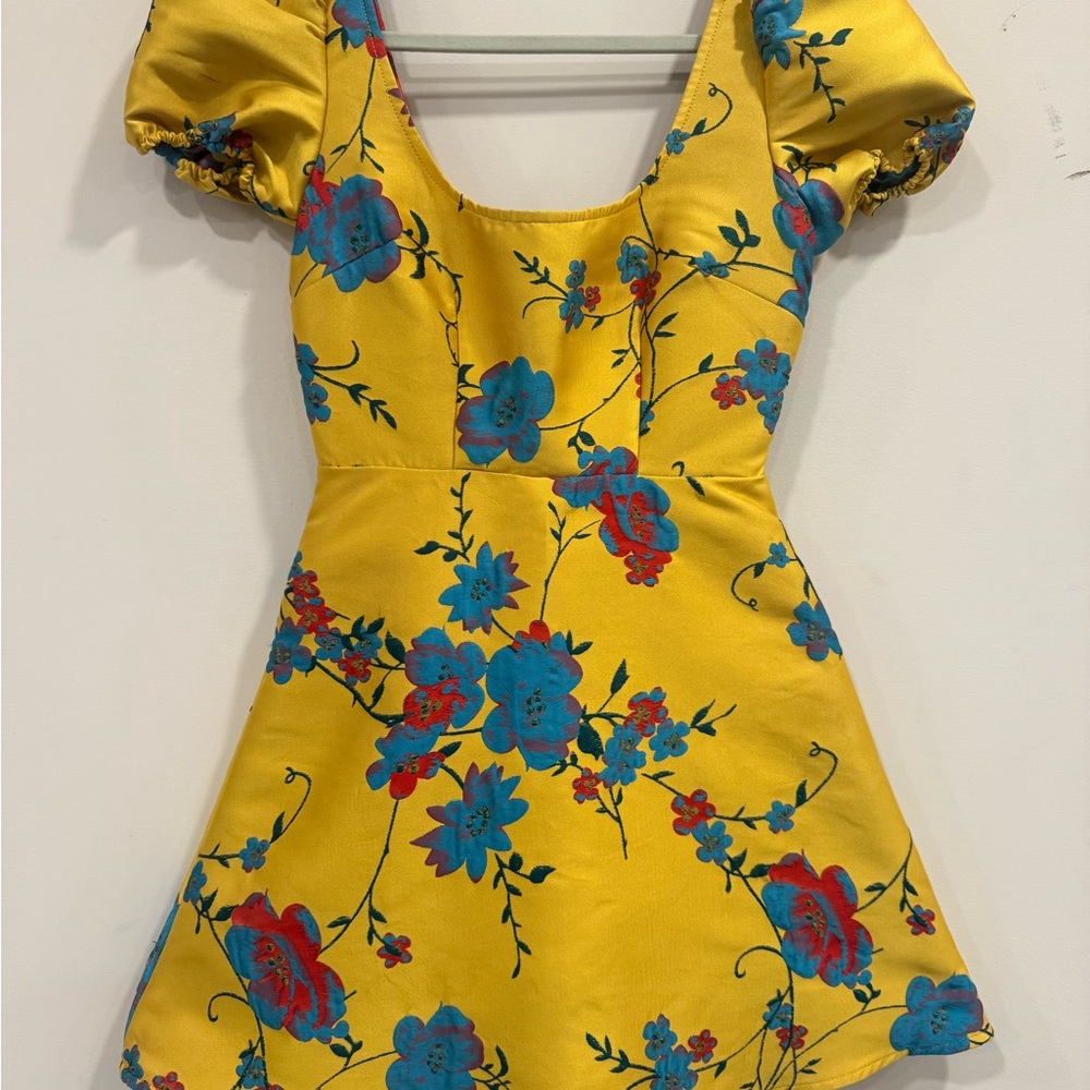 LPA Yellow Floral Mini Dress